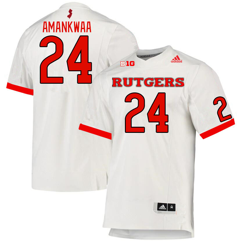 Men #24 Thomas Amankwaa Rutgers Scarlet Knights College Football Jerseys Stitched Sale-White